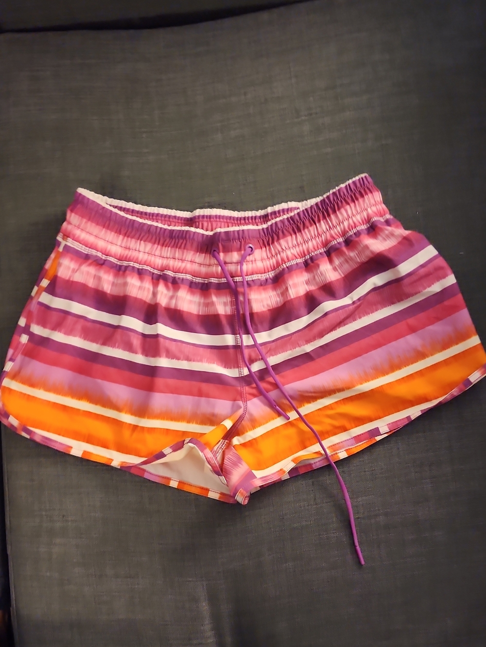 Lands' End Striped Pink, Purple & Orange Athletic Shorts